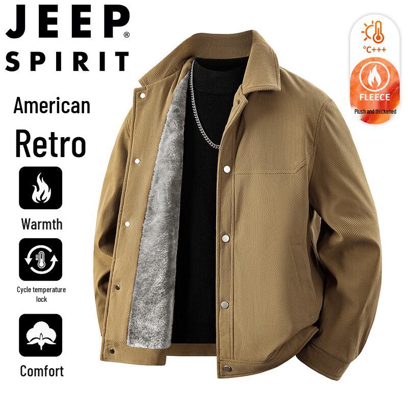 JEEP SPIRIT Men's Plus Size Fleece Lined Winter Jacket
