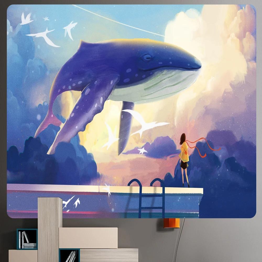 Гобелен с изображением летящего кита и девушки — фото 7