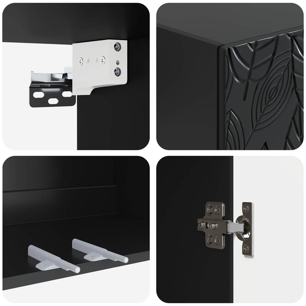 Wall Mounted Cabinet Black 66 x 34.5 x 90 cm Particleboard