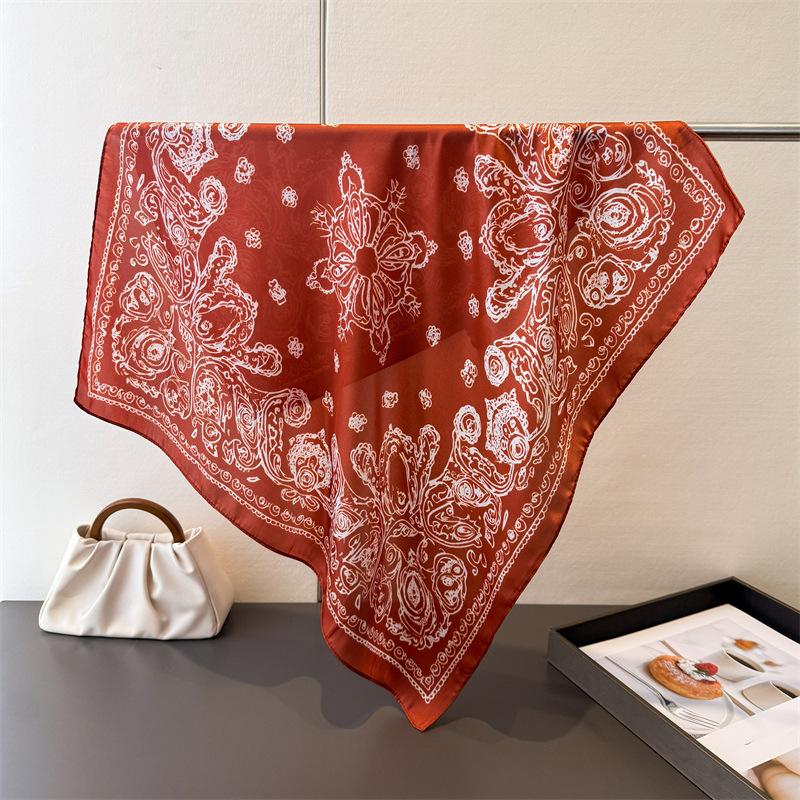 Luxury Brand Paisley Print Shawl Square Scarf for Women Wraps Neckerchief Female Hair Bands Ribbon Headband Bandana