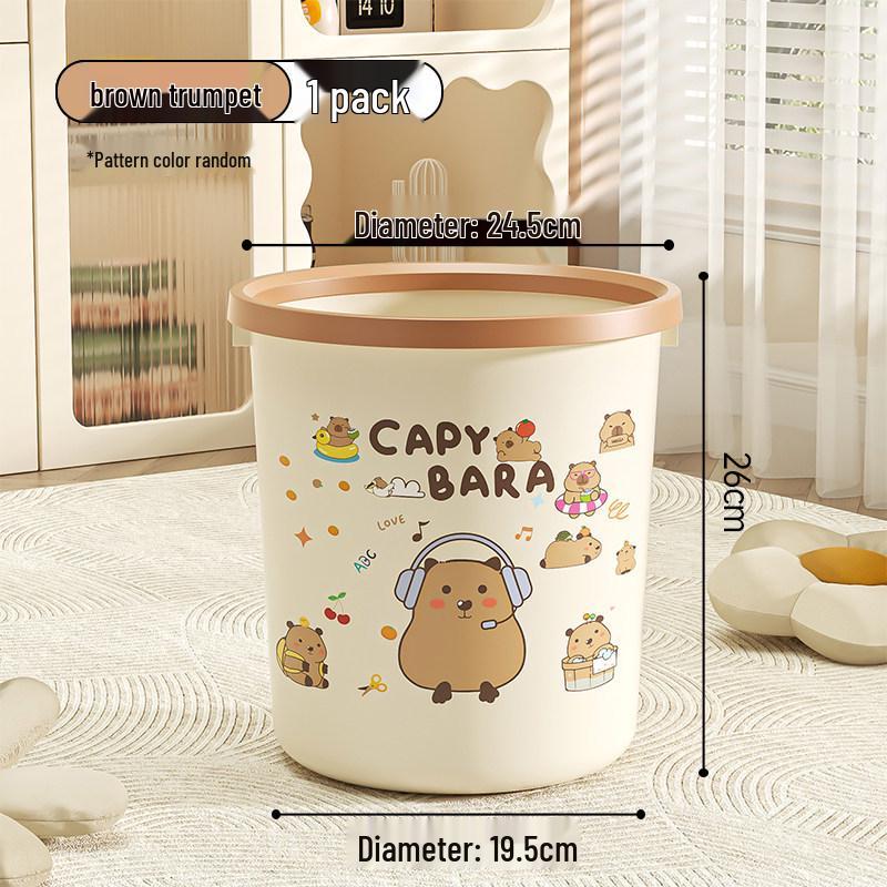 

Cream-Colored Large Trash Can with Press Ring for Kitchen, Living Room, Bathroom, and Bedroom