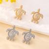 Delicate Blue Crystal Starfish Turtle Earrings for Women Summer Holiday Metal Shell Sea Star Earring Jewelry Girl Gift