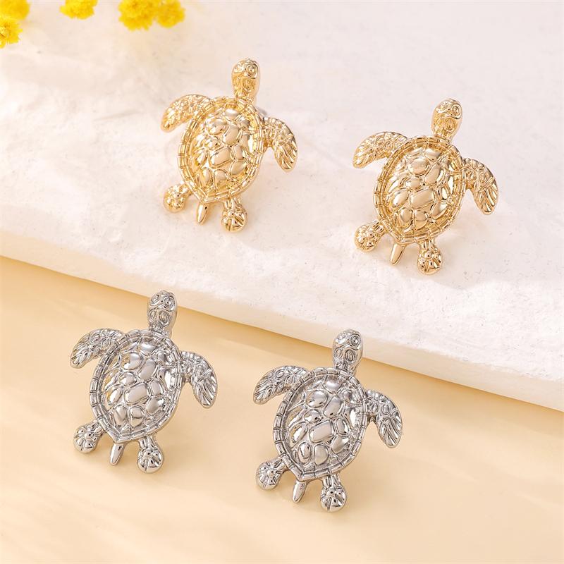 Delicate Blue Crystal Starfish Turtle Earrings for Women Summer Holiday Metal Shell Sea Star Earring Jewelry Girl Gift