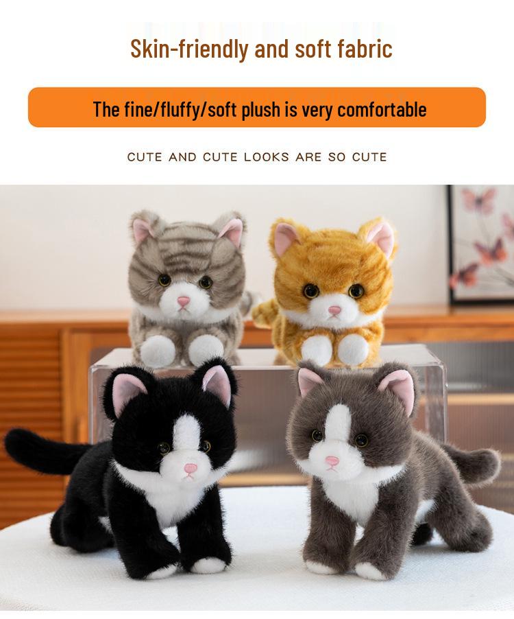 Large Cute & Realistic Sitting Kitten Plush Toy - Well-Behaved Cat Figurine for Birthdays