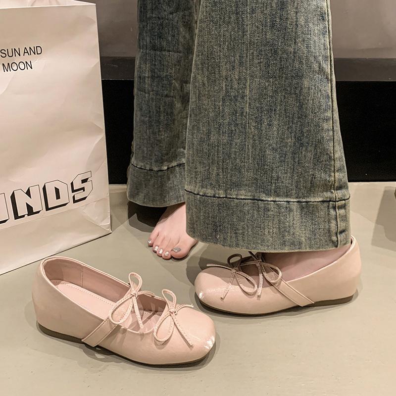 French inner height increase small single shoes women's 2025 new spring and summer square head Mary Jane shoes gentle evening shoes ballet shoes