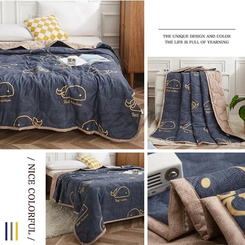 Skin-friendly Summer Thin Quilt Printed Quilt Air-conditioning Quilt Single Double Summer Cool Quilt Soft Bedspread Spring and Autumn Thin Quilt