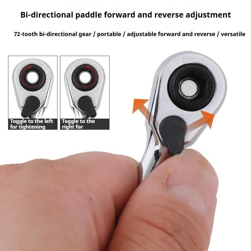 Mini Ratchet Wrench Quick-Change Reversible Screwdriver Bit Handle Multi-Functional Double-Ended Ratchet Wrench