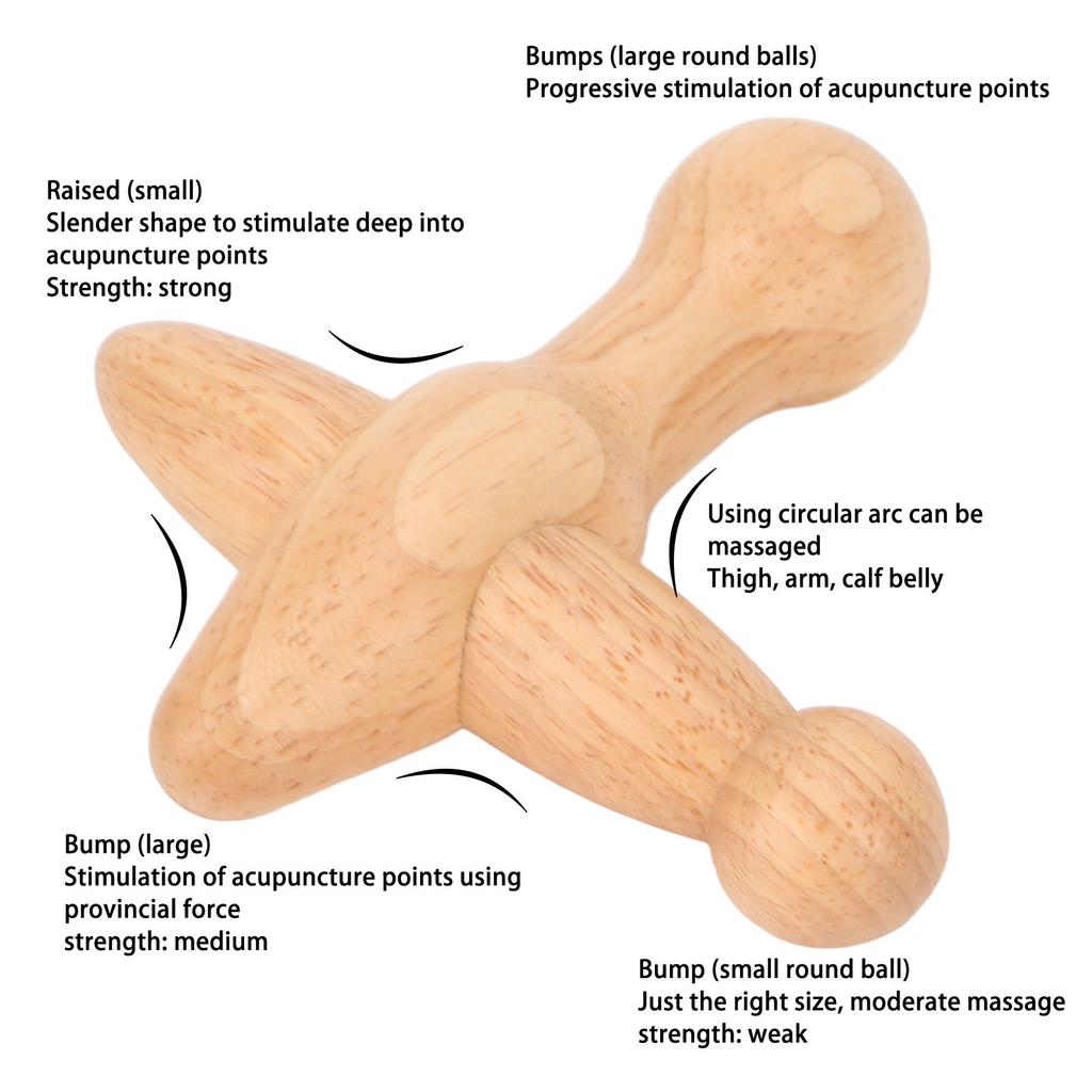 Pressure Point Massager Tool Shaped Boost Metabolism Lymphatic Drainage Relaxes Muscles Wooden Massage Tool