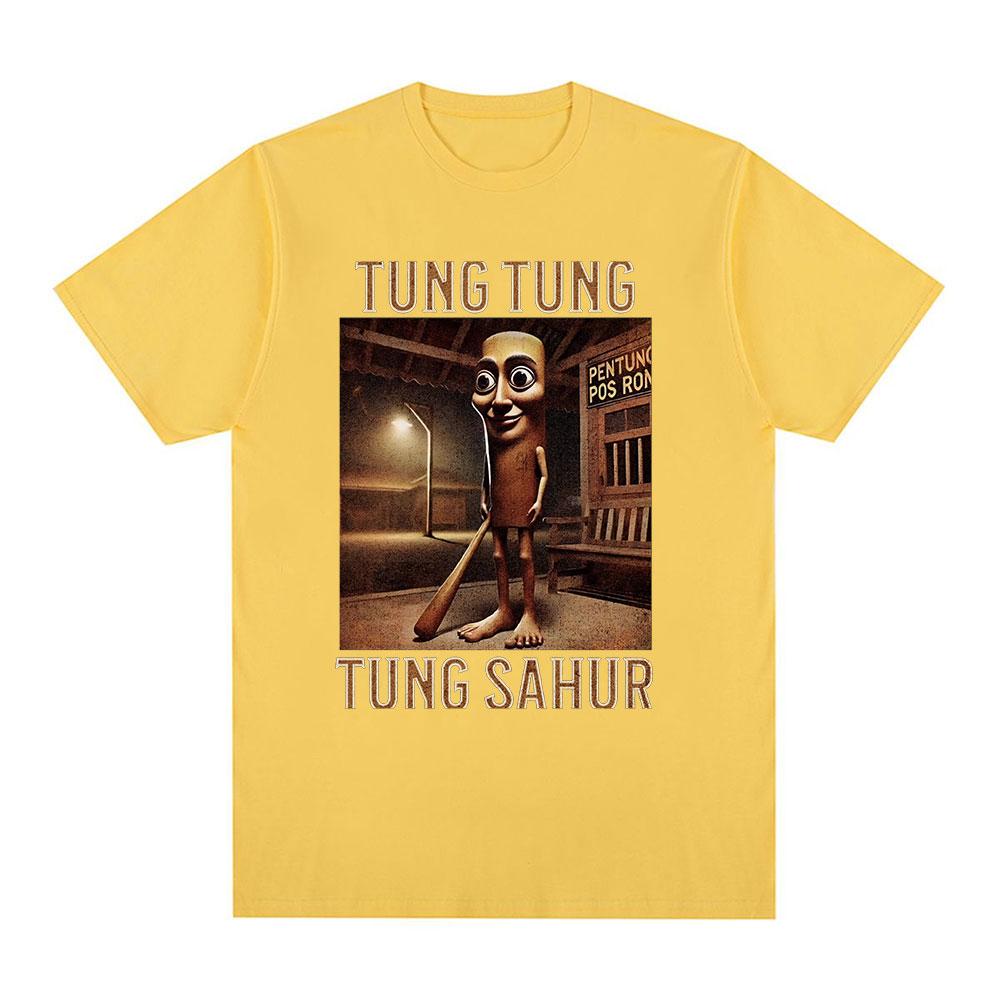 Tung Tung Tung Sahur Italian Brainrot Funny Meme T-shirt Men Clothing Fashion Humor T Shirts Summer Cotton O-Neck Tops T Shirt