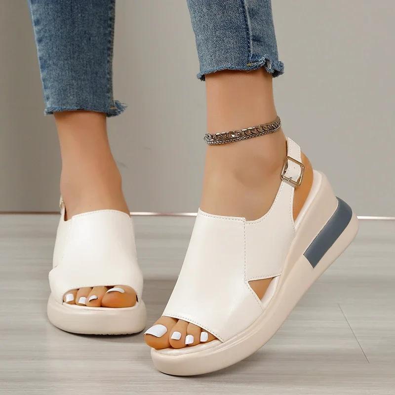 Summer Casual Fashion Round Toe Wedge Open Toe Women's Sandals New Elegant and Comfortable Fish Mouth High Heels