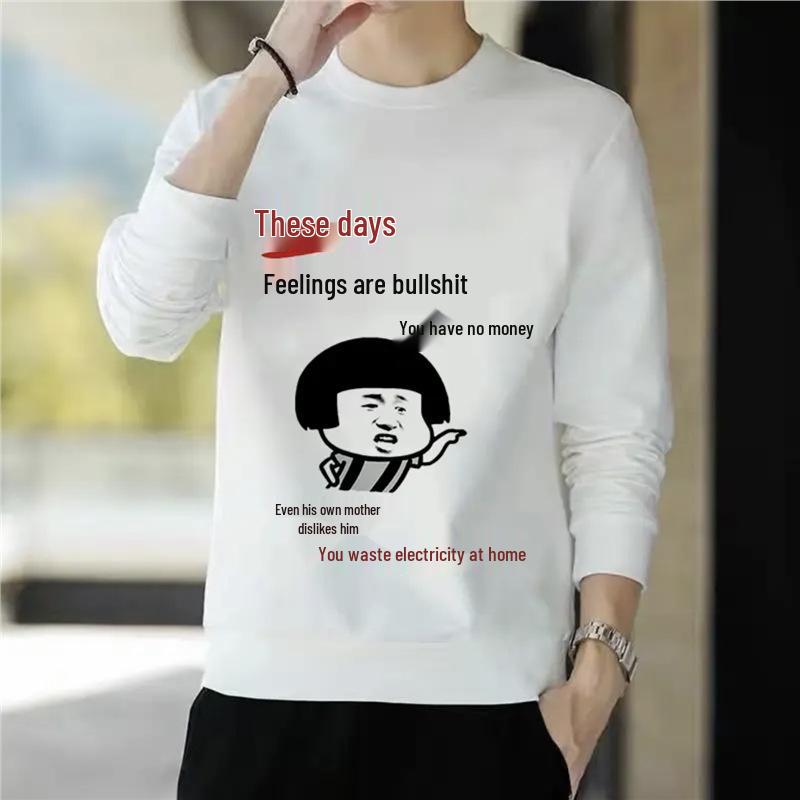 Winter New Arrival  Sober Monk  Men s Printed Round Neck Long Sleeve Hoodie - Versatile & Trendy L