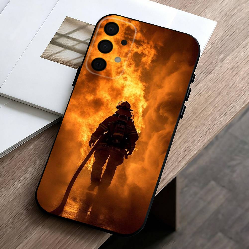 

Fire Disaster Firefighter Phone Case For Samsung Galaxy A73,A72,A71,A70,A53,A52,A51,Others Soft Black Cover Samsung a21