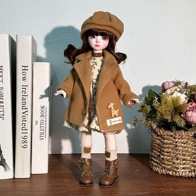 DIY Pretty Dress 30cm Doll Clothes Coat Hat Dress Up Doll Winter Suit Cute Sweet Casual Wear 1/6 BJD Clothes Girl