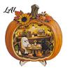 Halloween Pumpkin Decor Ghost Tabletop Sign Wooden House with Mini Unique Fall Party Table Centerpieces Scene Harvest Desktop Ornament for