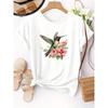 Klare Linien Niedliche Kleine Tiere Pflanzen Blumenmuster Modisch und Elegant Retro-Stil Damen Rundhals Kurzarm T-Shirt