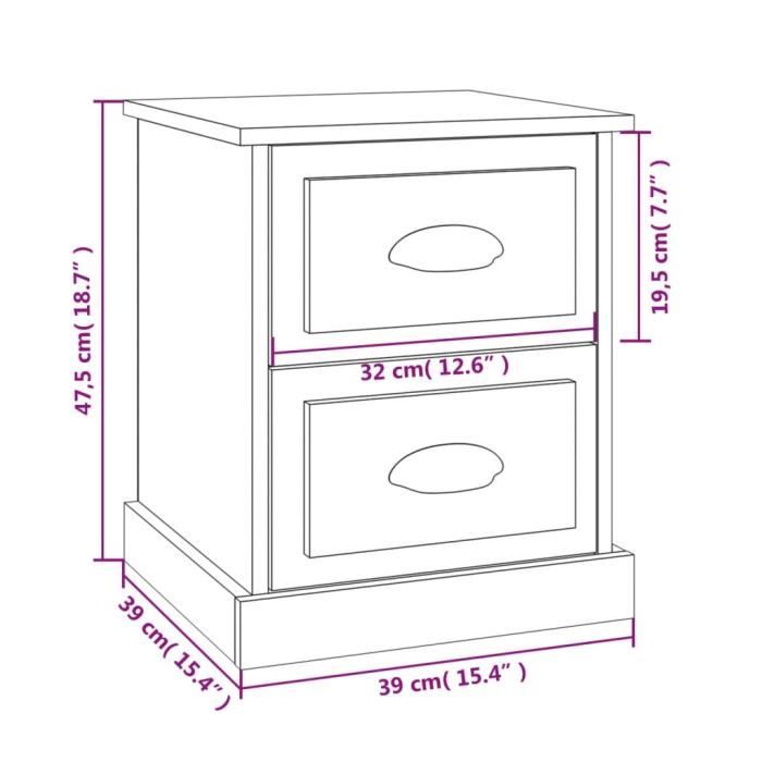 VidaXL Table de chevet noir 39x39x47,5 cm bois d’ingénierie 816146