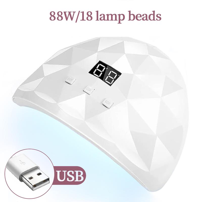 

88 Вт УФ-лампа для сушки ногтей, УФ-лампа для защиты глаз, гелевые ногти, сушилка для гелевого лака, домашний салонный инструмент