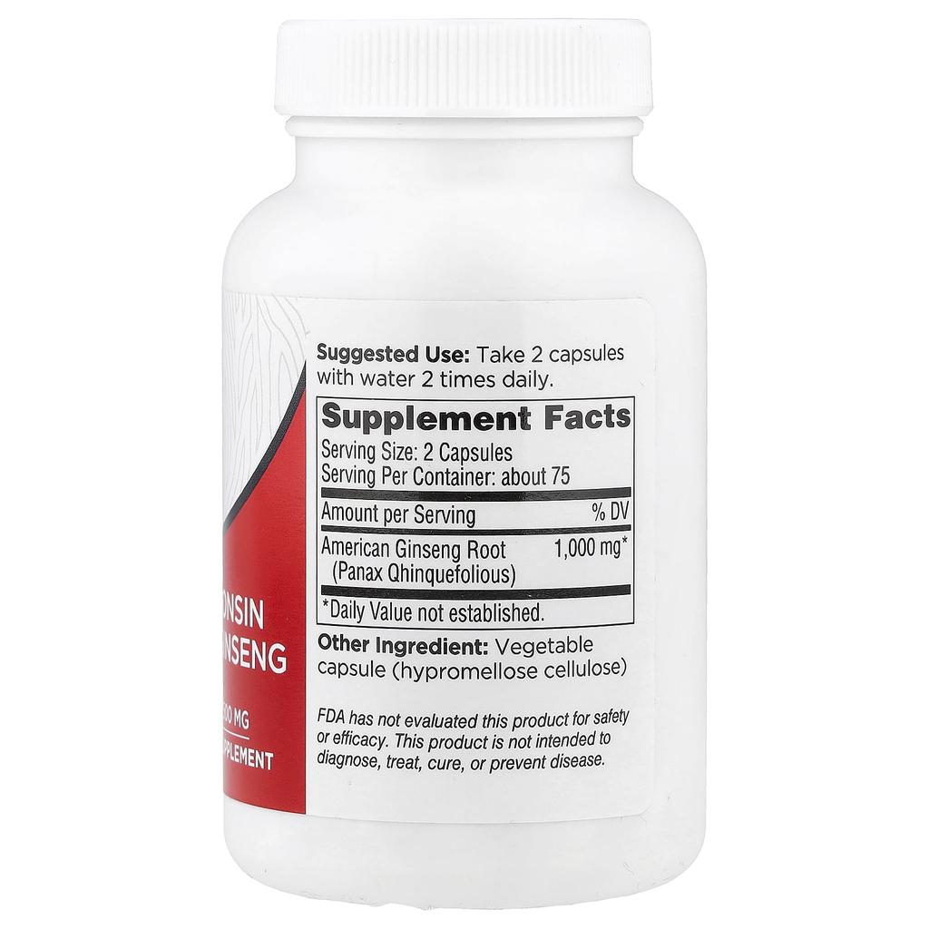 Dairyland Ginseng, 100% Wisconsin Ginseng, 500mg, 150 Capsules