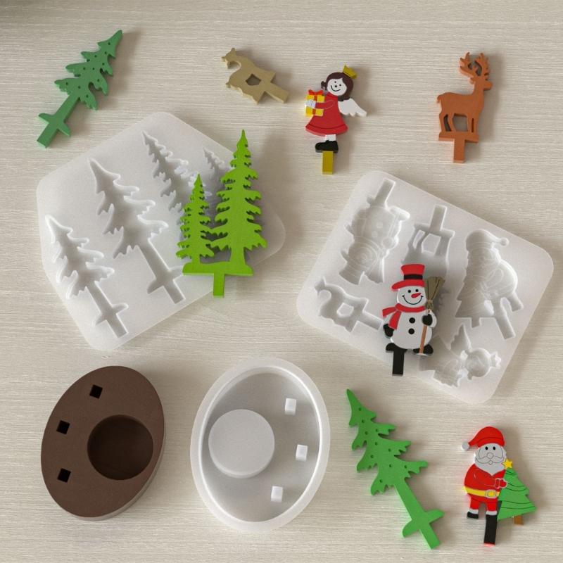 Silicone Figurine Mold Christmas Theme Crafting Moulds Silicone Texture Suitable for Party Decorating Projects and Home