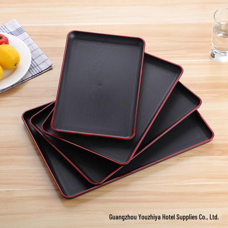 LISM Large Rectangular Melamine Serving Tray with Double Handles