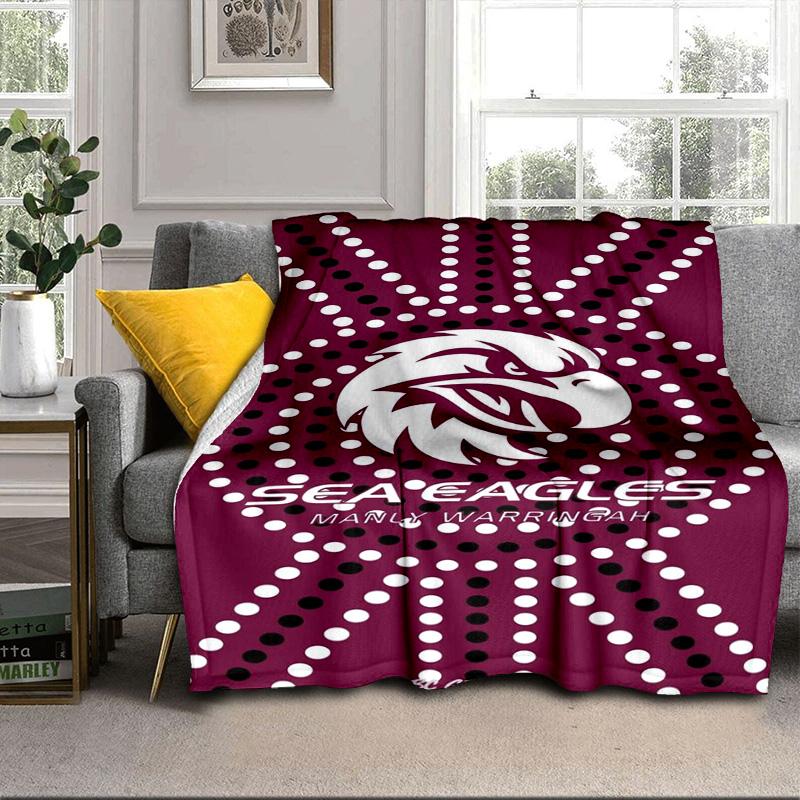 Manly Sea Eagles Legacy Portable Blanket/Soft Blanket Bedding Blanket Suitable for Travel Camping Living Rooms Offices Sofas Fan Gifts