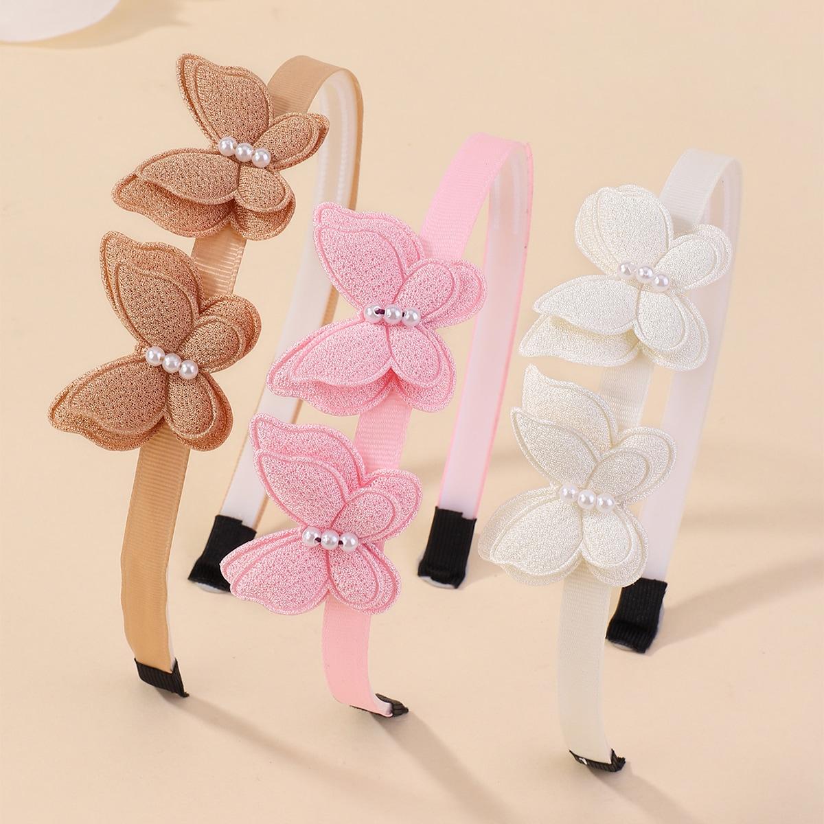 

3 шт. Детские милые мультяшные повязки на голову с бабочками и цветами, головные уборы, милые обручи для волос для девочек, повязки на голову с пайетками, детские аксессуары для волос