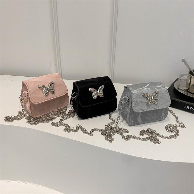 Small Square Bag Women's New Fashion Bow Texture Shoulder Bag Solid Color Simple Messenger Bag