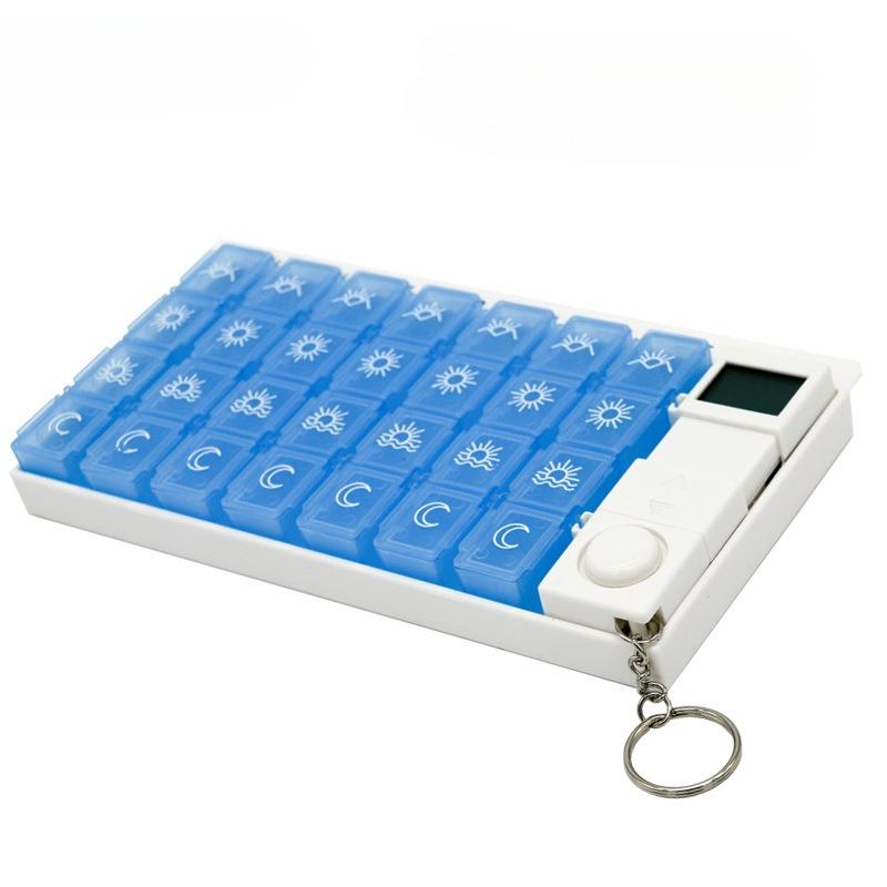 Intelligent Timed Reminder Medicine Box 28 Compartment Weekly Smart Pill Box with Sound Alarm for Elderly Medicine Reminder