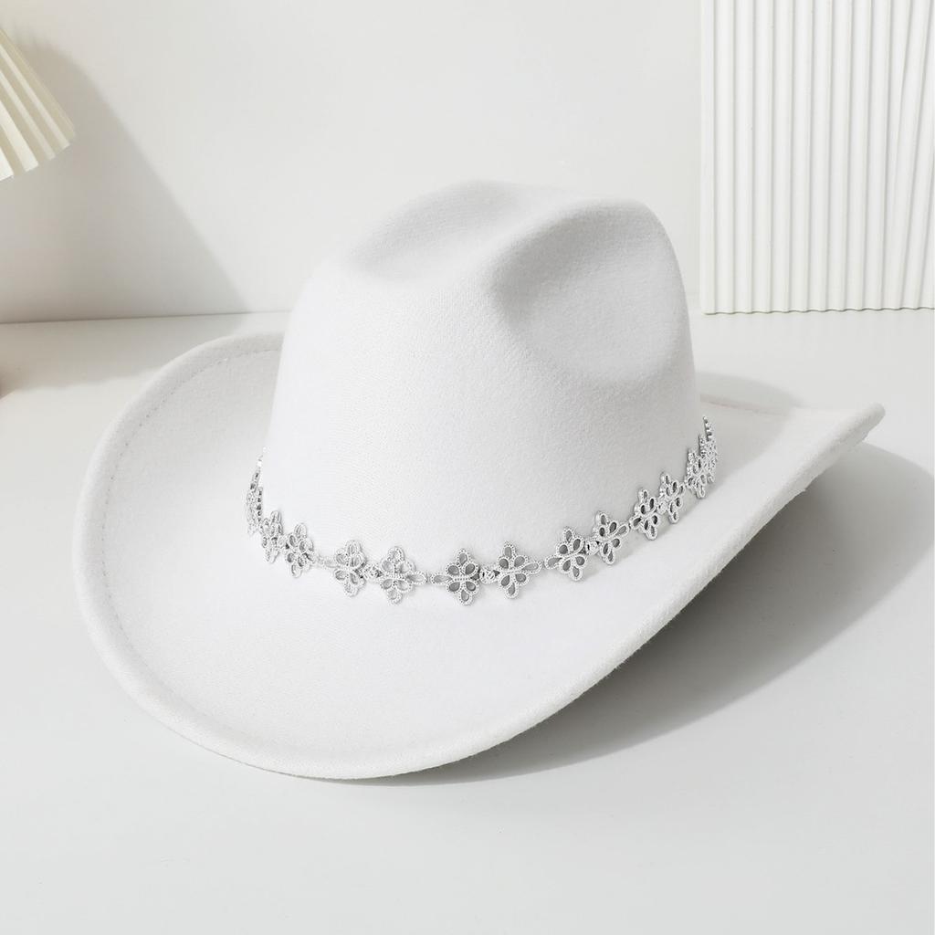 Western Cowboy Top Hat Tibetan Chinese Knot Casual Top Hat Festival Party Felt Hat