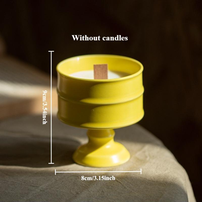 Ceramic High Footed Candle Holder Candle Empty Cup Retro and Simple Soy Wax Container Decoration Aromatherapy Ornament