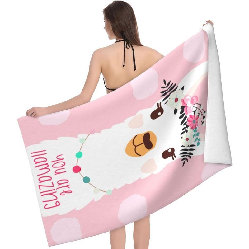 Asciugamano da Spiaggia Llama Rosa Carino "Sei Llamazing", Morbido Poliestere per Spa Yoga Palestra Spiaggia