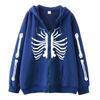 2022 Cross-border Gothic Zipper Sweater Skull Skeleton Printed Cardigan Jacket European and American Street Tide Large Size Hoodie