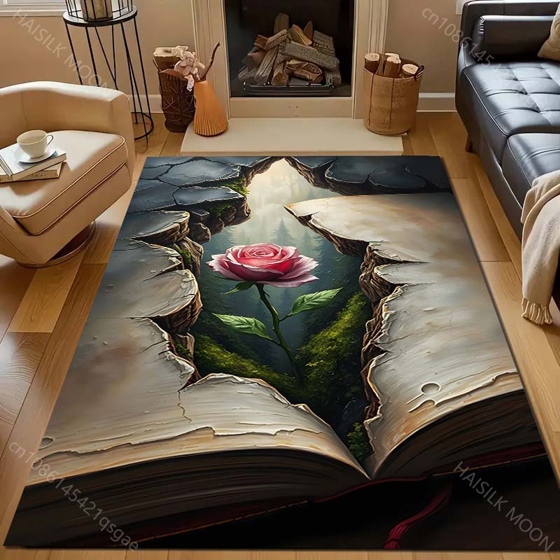 

Roses in The Cracks Print Carpet for Bedroom Living Room Bedside Sofa Floor Mat Modern Home Decor Area Rug Large Size 40x60cm (16x24in)