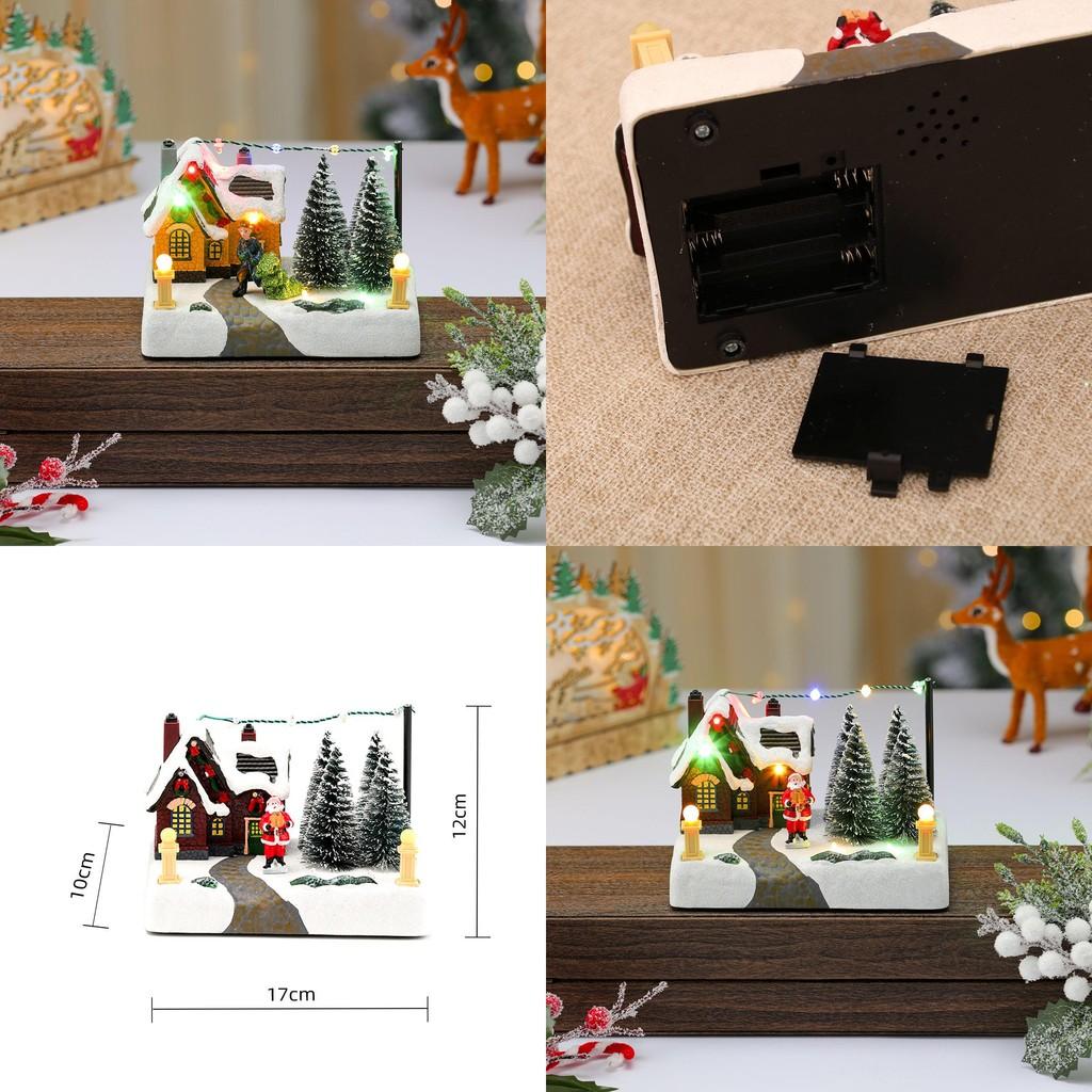 Christmas Resin Music Box Snow Scene With Light For Holiday Decor And Gift
