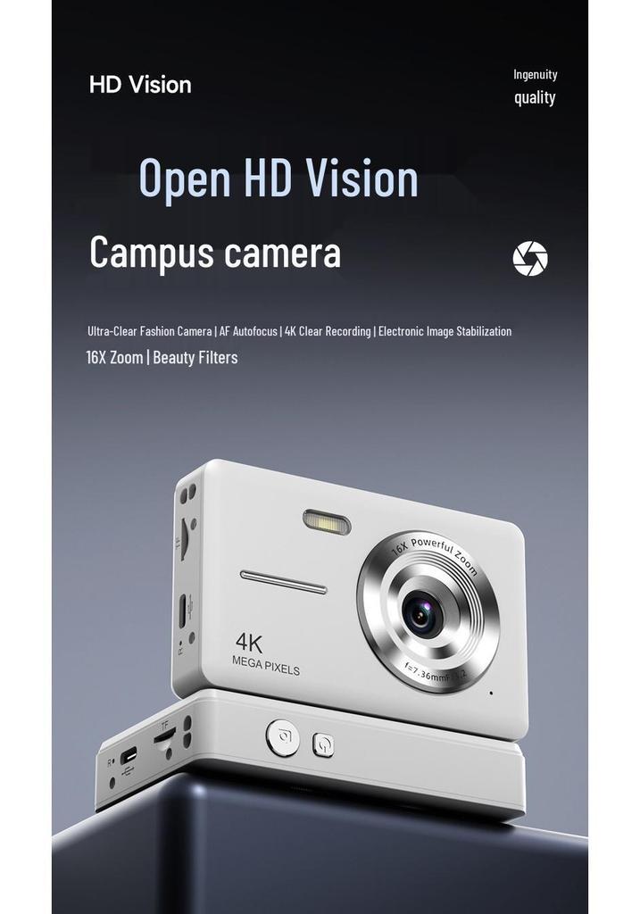 4K HD Mini Portable Camera with 16x Digital Zoom and Beauty Filters