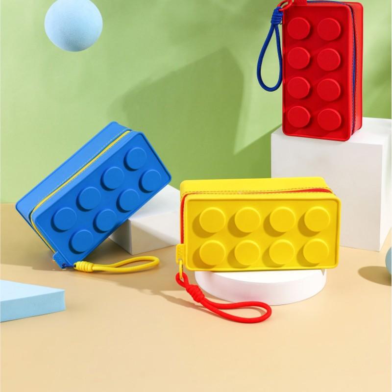 Creative Building Block Shaped Handbag Pen Storage Bag With Rope Portable Stationery Organizer Pencil Case Sundries Organizer