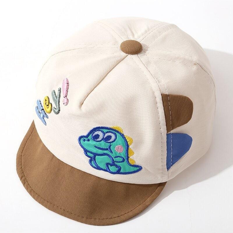 Dinosaur Cartoon Kids Sun Hat With Wide Brim For Summer Protection слоновая кость