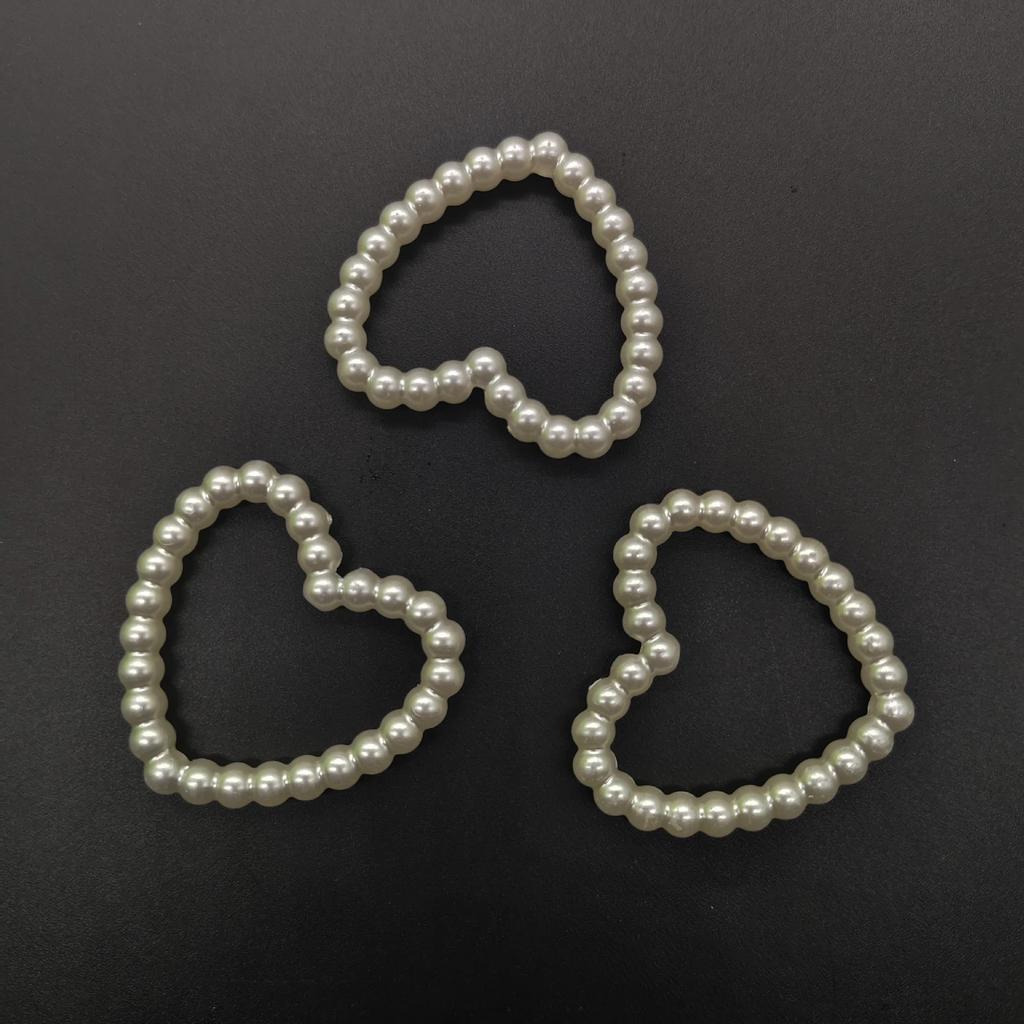 40mm Pearlescent Hollow Heart Imitation Pearl Beads for DIY Pendant and Phone Chain Decor