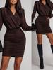 European Slim V-Neck Long Sleeve Dress – Solid Color, Hip-Hugging, Sexy & Fashionable Women's Wear