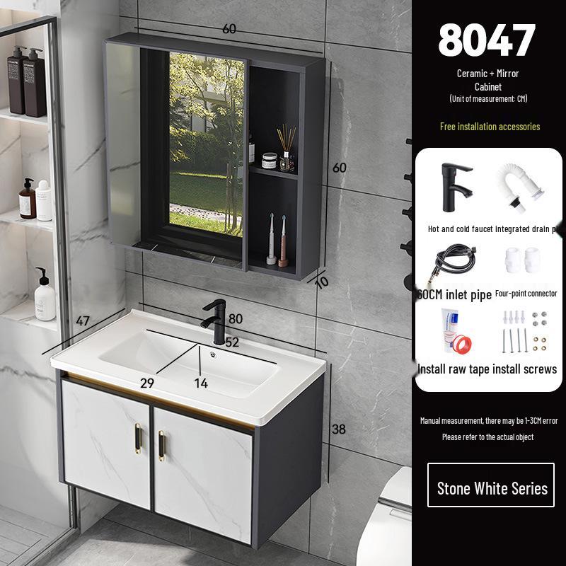 Luxury Space Aluminum Bathroom Vanity with Integrated Ceramic Basin for Compact Spaces