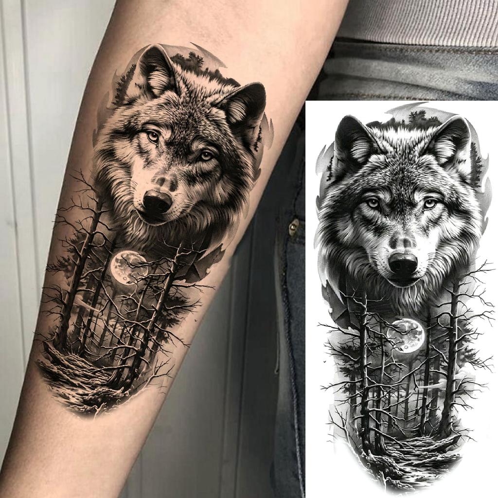 1 Sheet Fierce Tiger Lion Dragon Temporary Tattoos For Men Women Waterproof Wolf Skull Tatoos Long Lasting  Fake Tattoo Stickers