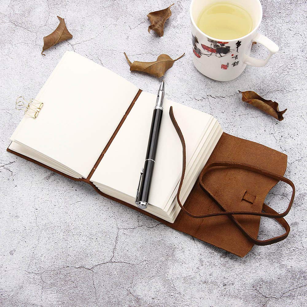 CEETOL Genuine Leather Travel Notebook, Handmade Planner, Planner, with Premium Leather Cover (Brown, Medium (13*9.5*2.5cm))