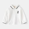 Kids Boys Long Sleeve Polo Shirt Turn Down Collar Casual Bottoming Tops