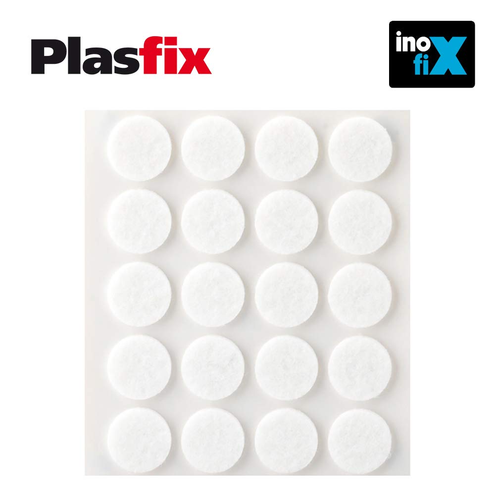 Pack 20 White Synthetic Adhesive Felts Ø17mm Plasfix Inofix