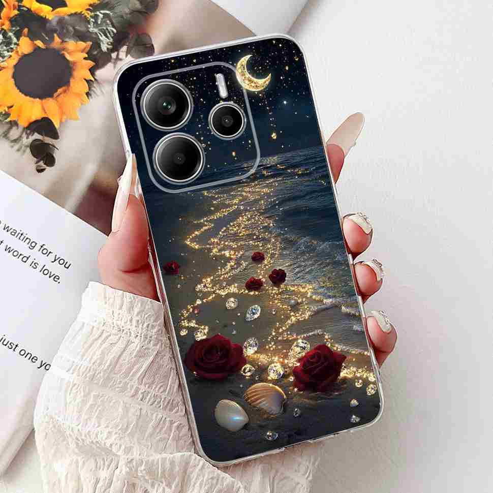 For Xiaomi Redmi Note 14 Pro 5G Case Beautiful Flower Heart Cover Soft Silicone Casing For Redmi Note 14 Note14 4G Cover Coque