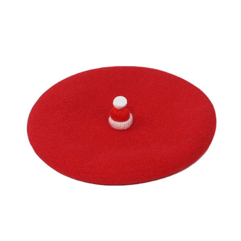 Women's Bright Red Wool Beret - Adult Winter Christmas Hat