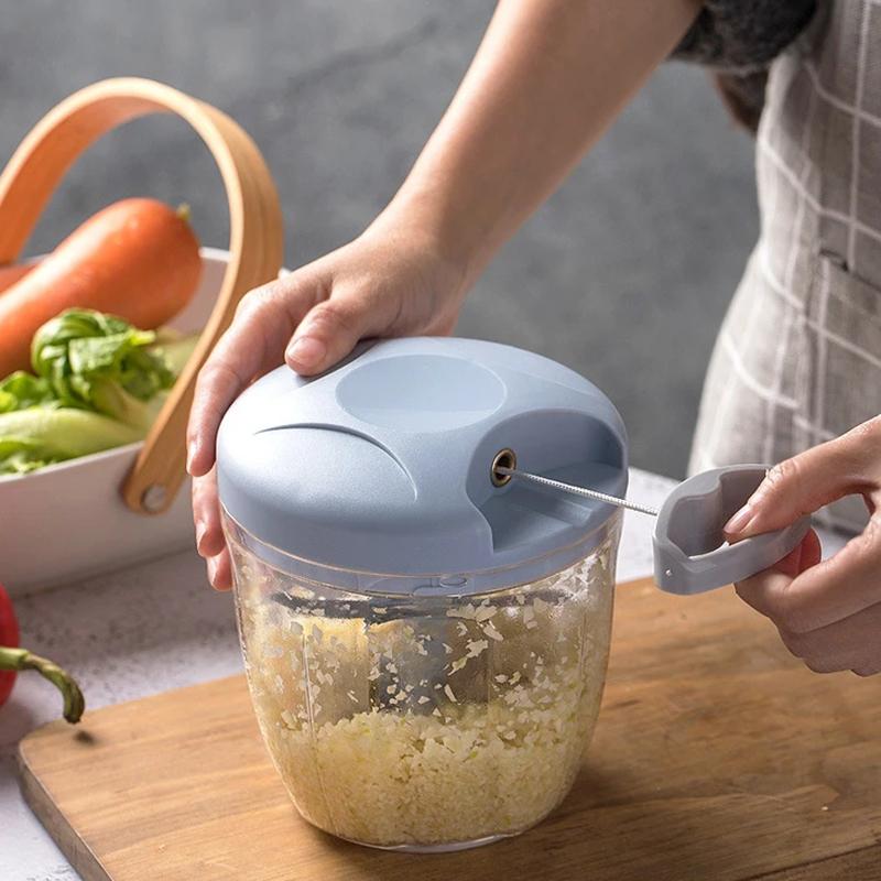 Mint Green 500ML Manual Meat Mincer Garlic Chopper Rotate Garlic Press Crusher Vegetable Onion Cutter Kitchen Accessories