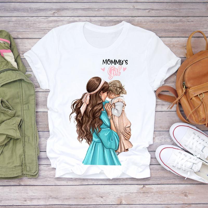 Women Cartoon Momlife Mom Mother Boy Girl Print Mother Lady T Shirts Top T Shirt