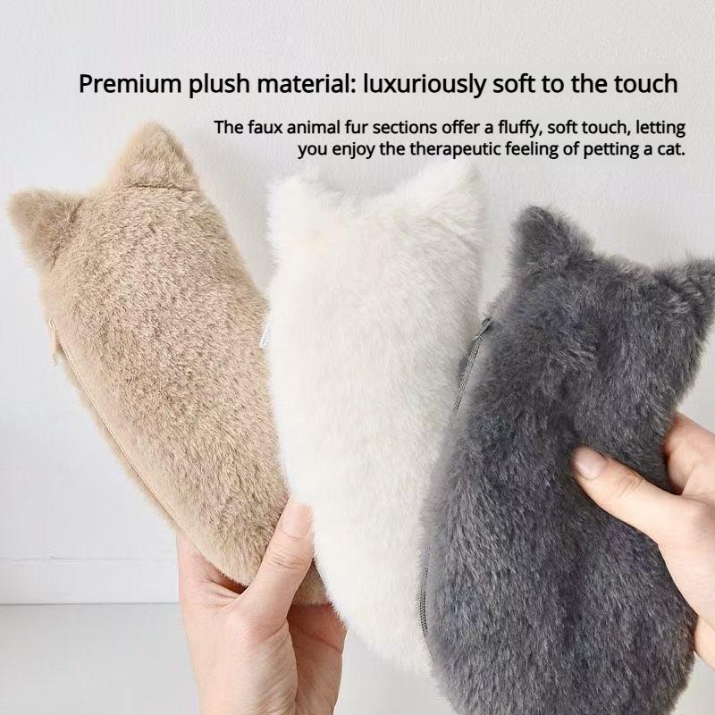 1pcs Cat-Shaped Pencil Case Soft To the Touch Adorably Cute and Lightweight Generous Capacity for Organizing Stationery