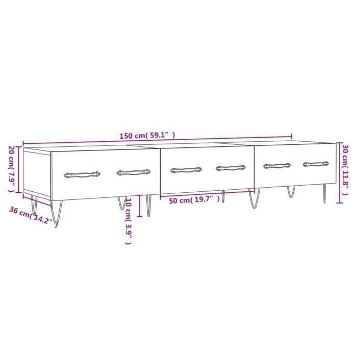 VidaXL Meuble TV noir 150x36x30 cm bois d'ingénierie 829149